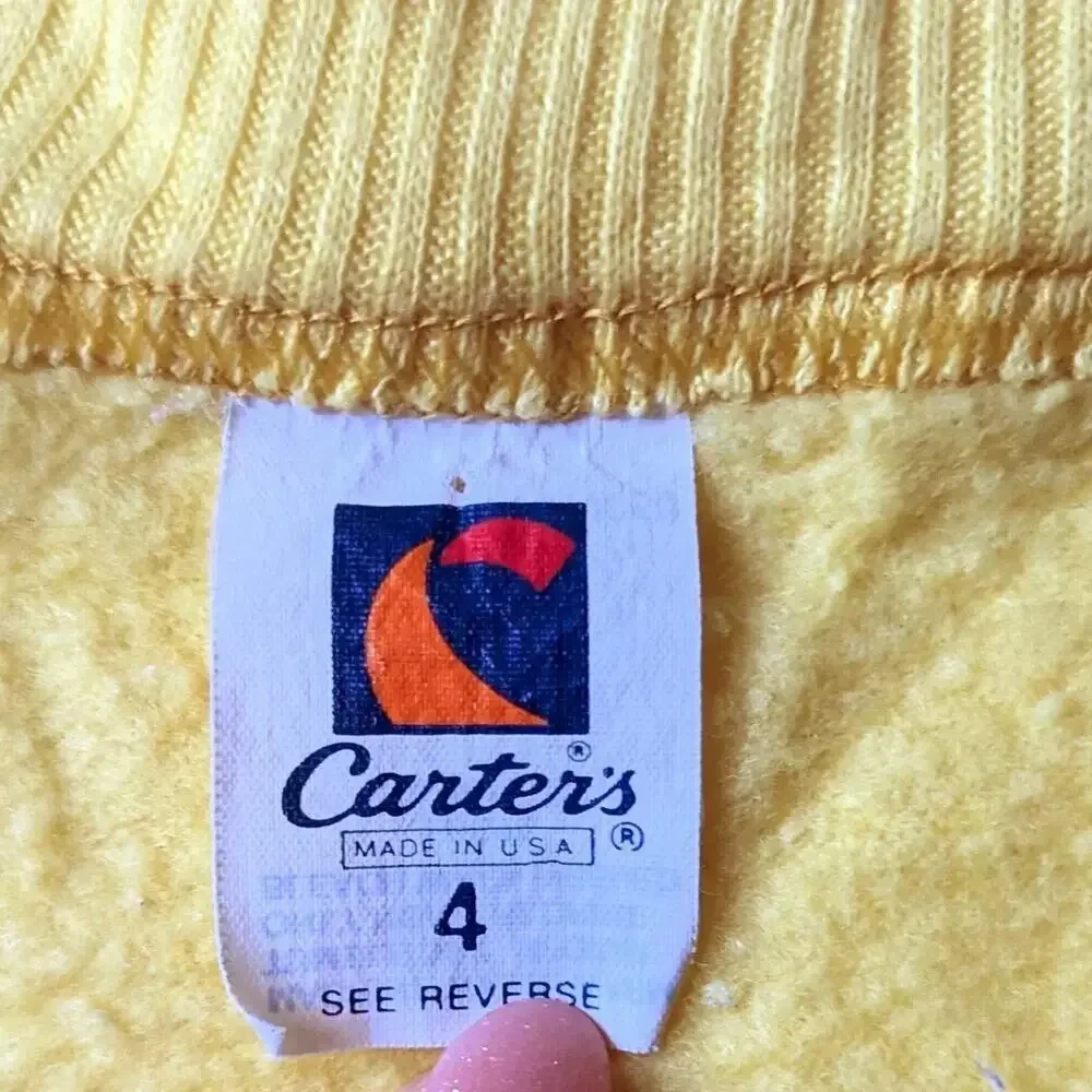 Vintage Carter’s 1980s Kids Sweater | Yellow “I ❤️ You” Cardigan | Size 4 / 4T